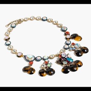 J.Crew Paillette Brûlée Crystal Tortoise Statement Necklace Multi-Color - EUC
